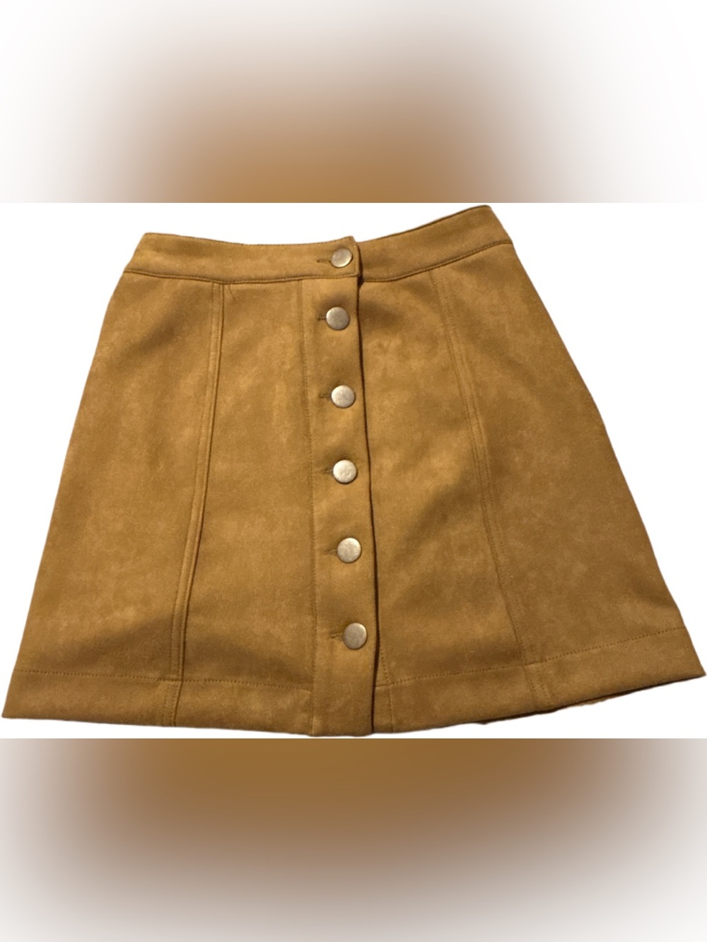Forever 21 Button-Front Tan Suede A-Line Skirt